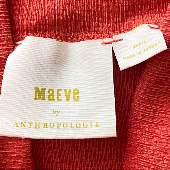 Maeve Anthropologie Off The Shoulder‎ Top S Orange Twist Front Textured Stretch - Picture 6 of 7